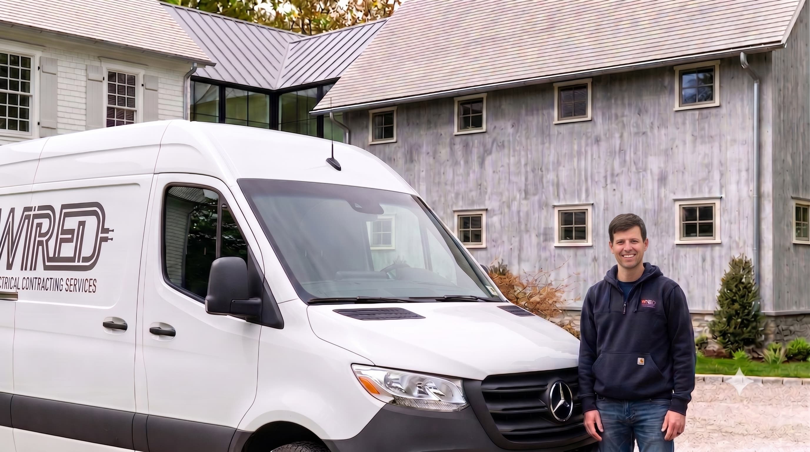 Bryan with the Wired ECS service van outside a Fairfield County property